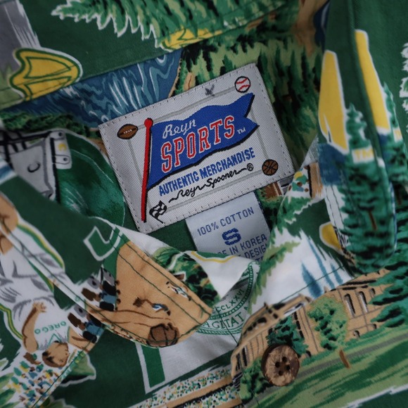 Vintage Reyn Spooner University of Oregon Ducks Allover Print Button Down Shirt - Picture 5 of 7